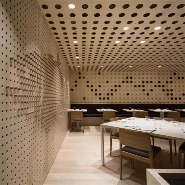 江門金騰達1.5mm鋁單板廠沖孔鋁單板天花高級餐廳圓形孔鋁單板吊頂